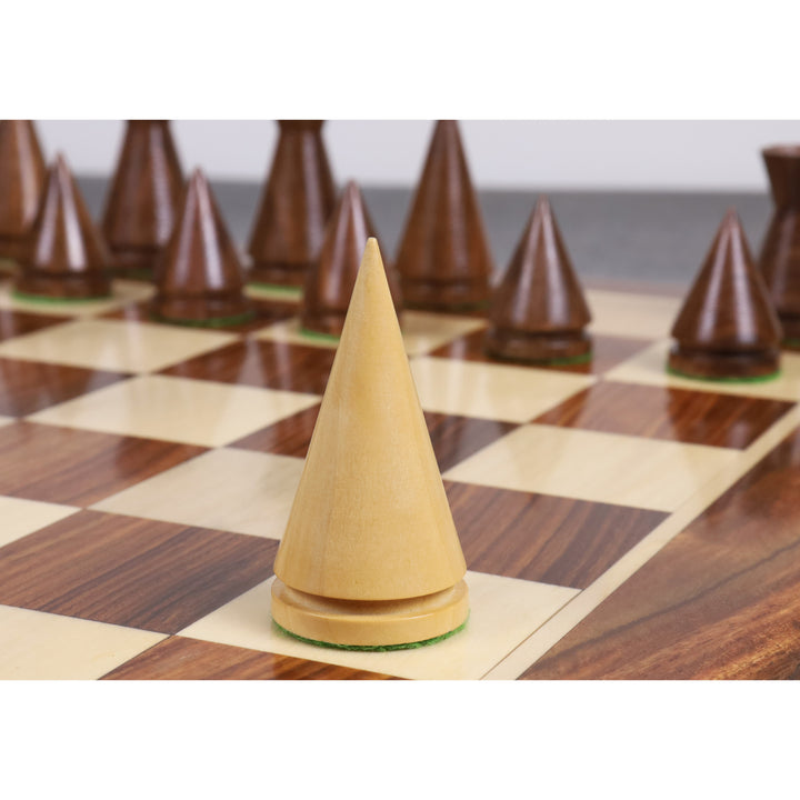 Slightly Imperfect 3.1" Russian Poni Minimalist Chess Set- Chess Pieces Only - Golden Rosewood & Boxwood