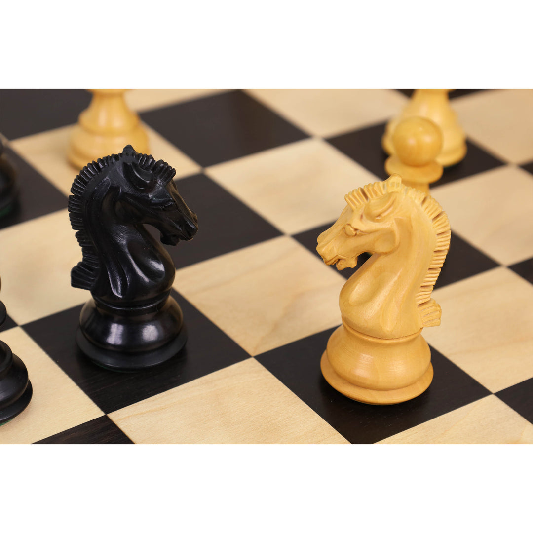 16" Craftsman Folding Magnetic Travel Chess Set – Ebony & Maple Wood Board with Ebonized Pieces | Luxurious Gift Set