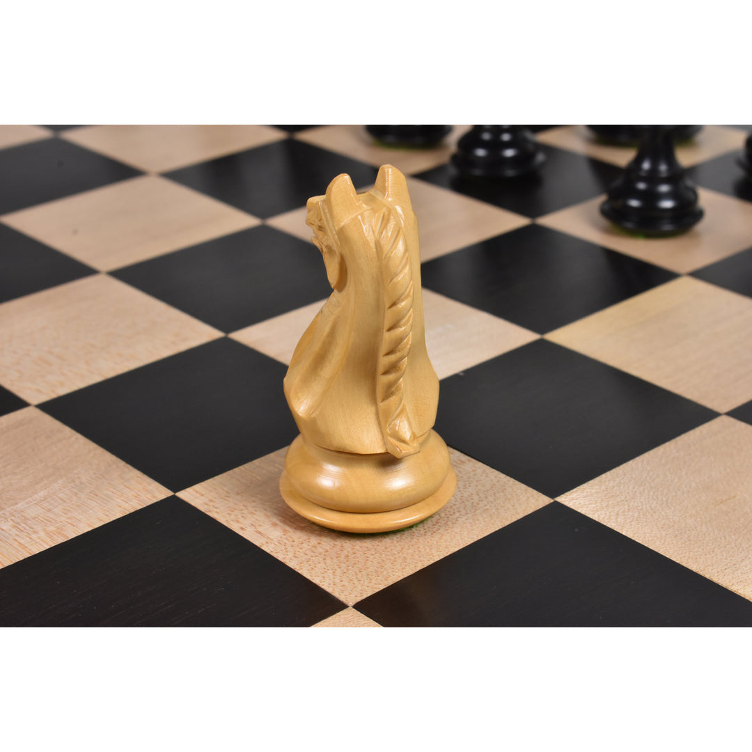 Fierce Knight Staunton Chess Set- Chess Pieces Only - Weighted Boxwood - 3.5" Extra Queens