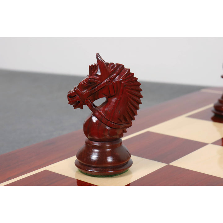 Jeu d'échecs américain de luxe 4.2 » légèrement imparfait - Pièces d'échecs uniquement - Bois de Budrose à triple lestage