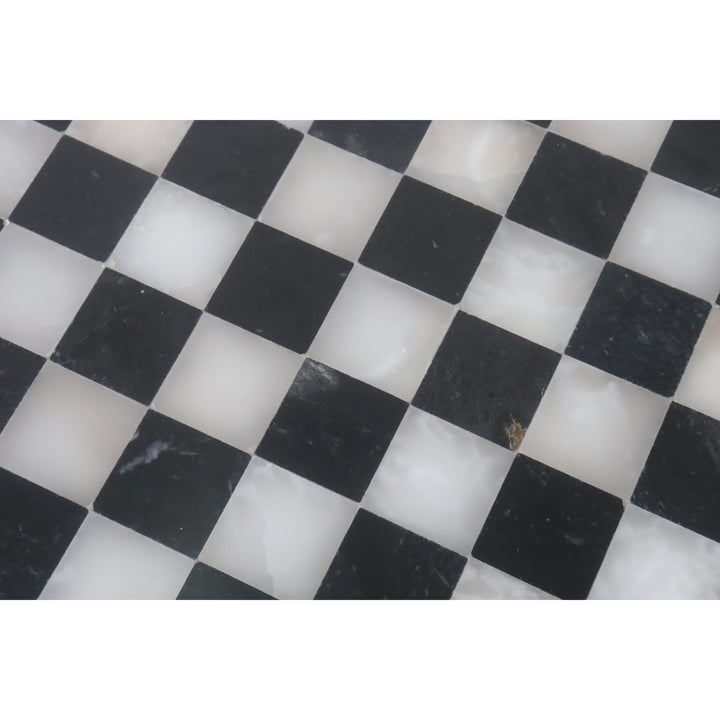 Slightly Imperfect Onyx Marble Chess Pieces & Board Combo Set - 12" - Black and White Stone