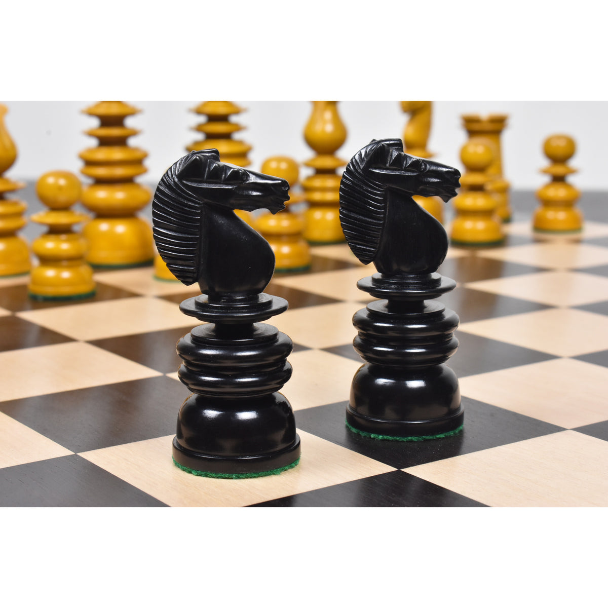 Set di scacchi St. George Pre-Staunton Calvert leggermente imperfetto da 4,3” - Solo pezzi di scacchi - Legno di bosso ed ebano antichizzato