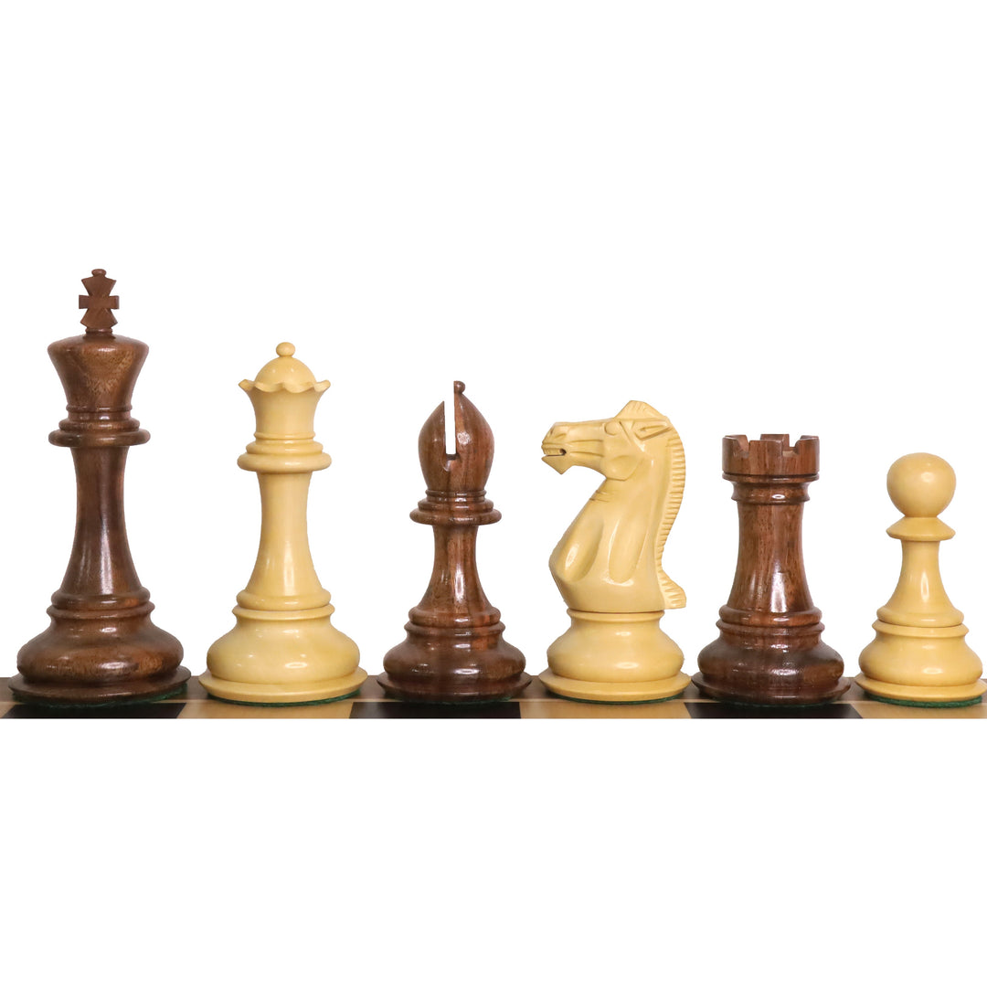 Lidt uperfekt 6,3" Jumbo Pro Staunton Luksus Skaksæt - kun skakbrikker - Gyldent rosentræ og buksbom
