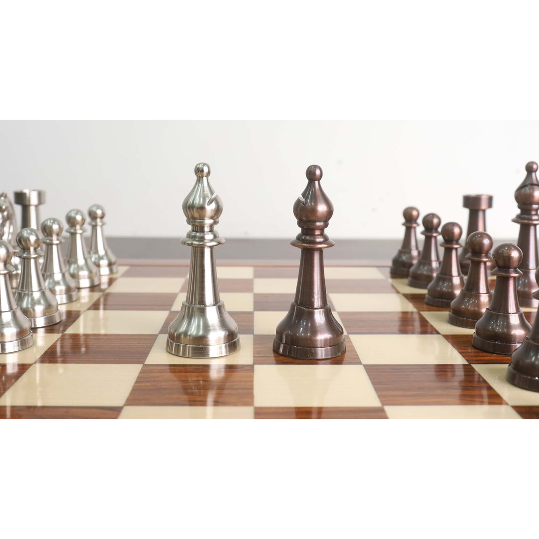Set di scacchi di lusso da 3,5" della serie Elegance in ottone e metallo - Solo pezzi - Rame anticato