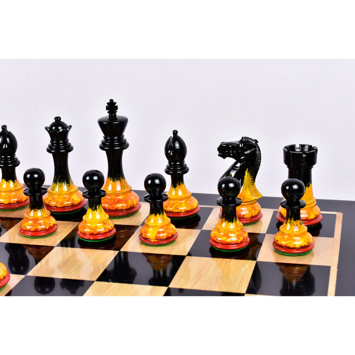 Slightly Imperfect 4.1" Fire & Ice Painted Staunton Weighted Wooden Chess Set- Chess Pieces Only Extra queens