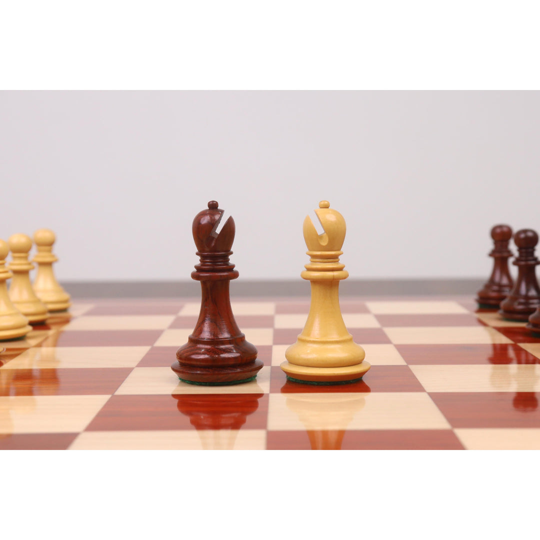 略带瑕疵的 3.3 英寸螺旋马豪华国际象棋套装——仅棋子——玫瑰木与黄杨木
