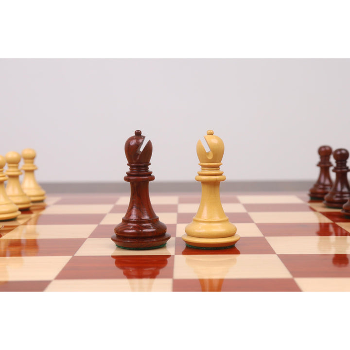 略带瑕疵的 3.3 英寸螺旋马豪华国际象棋套装——仅棋子——玫瑰木与黄杨木