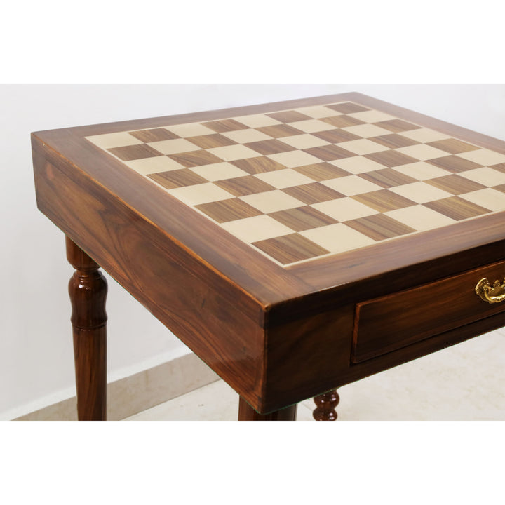 Slightly Imperfect 23" Tournament Chess Table with Drawers - Golden Rosewood & Maple