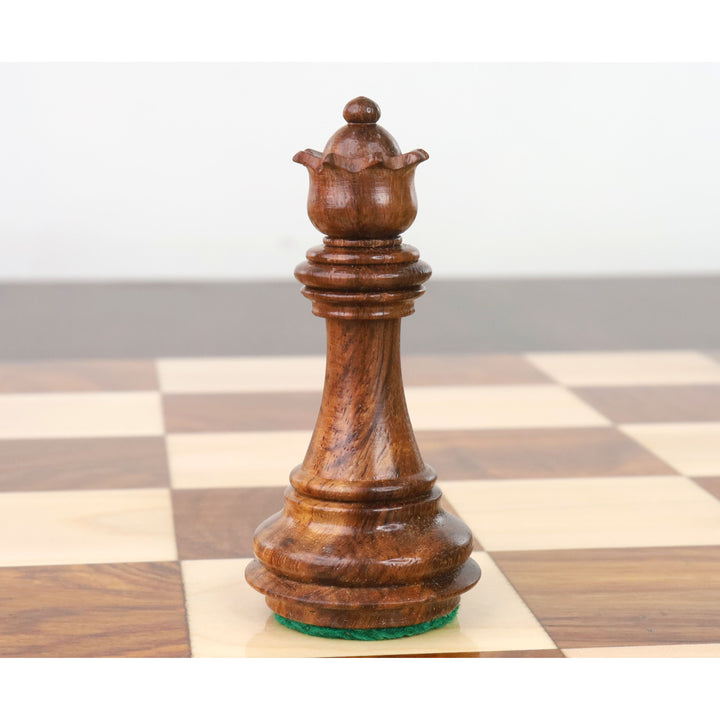 Slightly Imperfect 3.4" Meghdoot Series Staunton Chess Set- Chess Pieces Only - Weighted Golden Rosewood