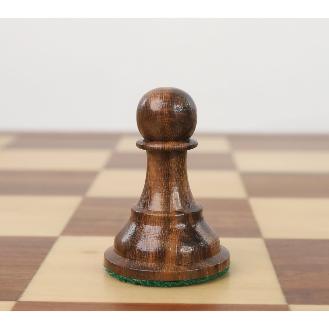 Jeu d'échecs Drueke Reproduced 3.7" légèrement imparfait - Pièces d'échecs uniquement - Bois de rose doré