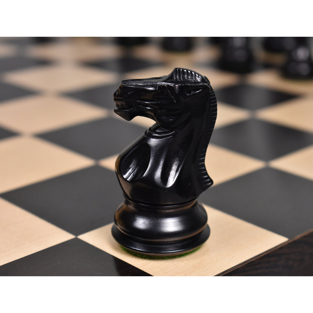 3.6" Professional Staunton Chessnut Sensor Compatible Set- Chess Pieces Only- Ebonised Boxwood