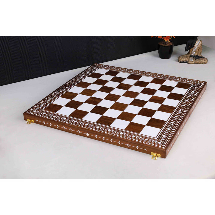 4.1" Pro Staunton Rosewood Chess Set with 21" Golden Rosewood & Acrylic Ivory Inlaid Wooden Folding Chess board