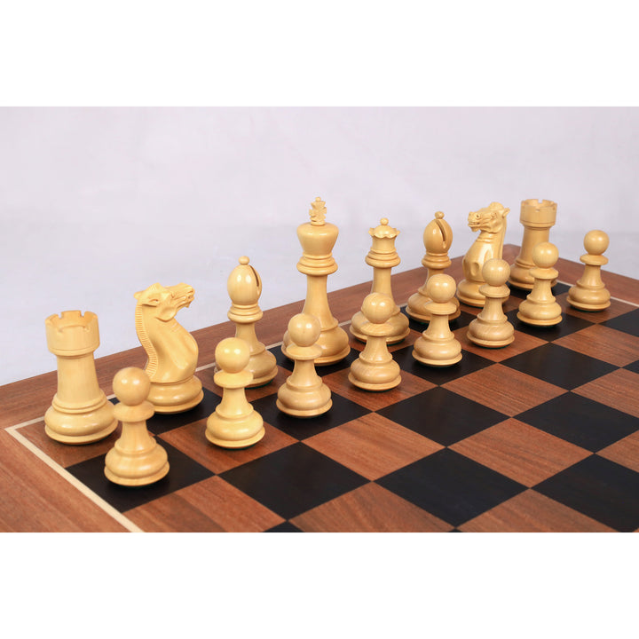 Combo of 4.1" Pro Staunton Weighted Golden Rosewood Chess Set With 22.5" Ebony Acacia Chess Board & Storage Box