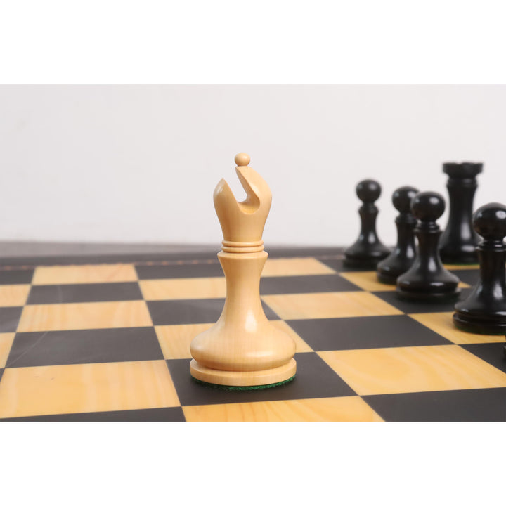 Slightly Imperfect 3.9" Zadar Series Modern Minimalist Chess Set- Chess Pieces Only- Weighted Ebonised Boxwood