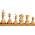 Six boxwood Fierce Knight Staunton chess pieces displayed in rank order from King to Pawn.