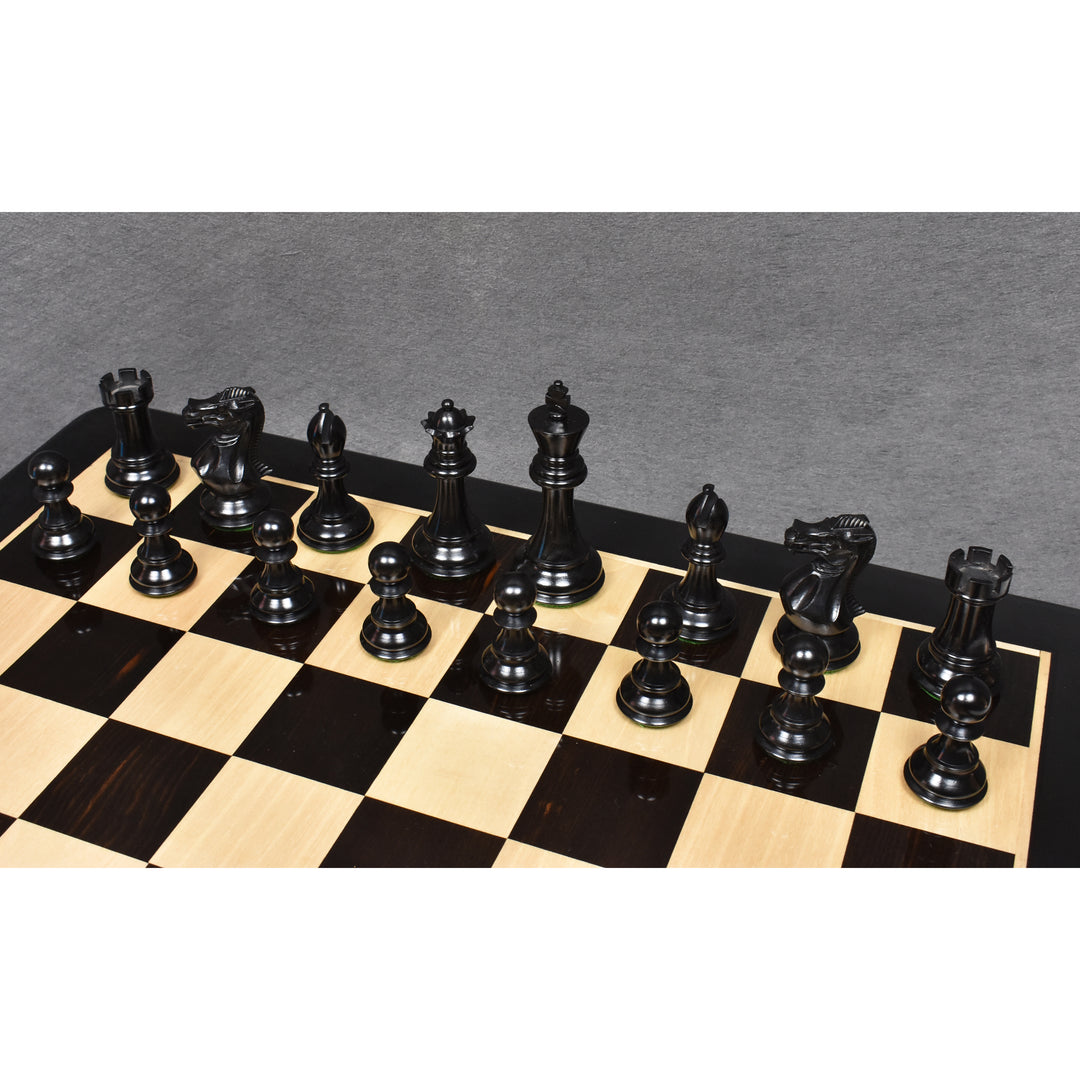 Zestaw 3,9" Profesjonalny zestaw szachów Staunton - figury z drewna hebanowego z planszą i pudełkiem