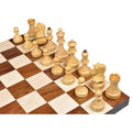 Boxwood Dubrovnik chess pieces arranged on the starting squares of a board.
