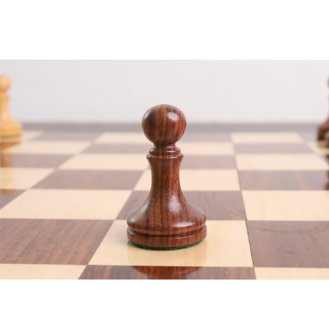3.9" Zadar Series Modern Minimalist Combo Chess Set - Pieces in Golden Rosewood with Borderless Board and Box