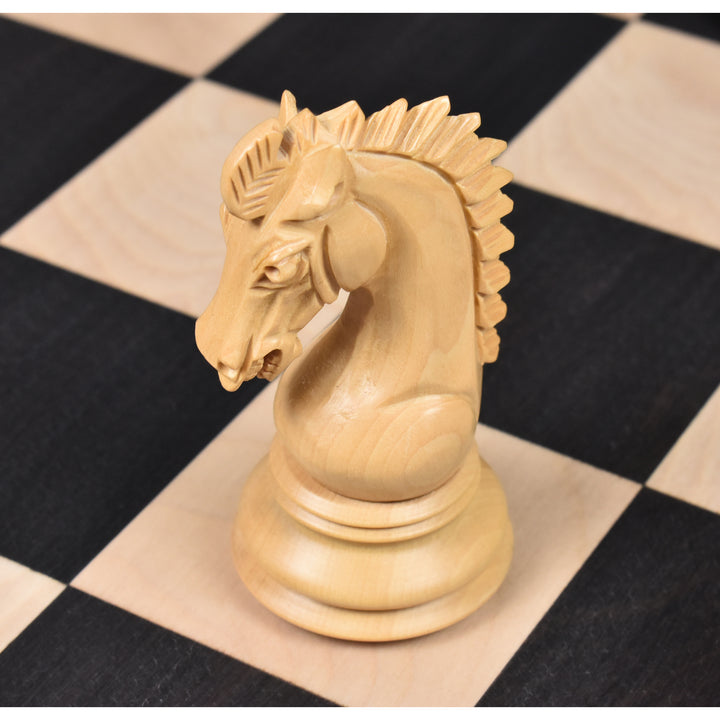 Combo - Pezzi di scacchi Staunton della serie Emperor da 3,7" in legno d'ebano con scacchiera da 21" - finitura opaca e cofanetto in similpelle