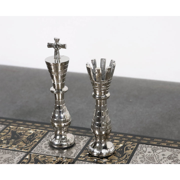 Sovereign Series Brass Metal Luxury Chess Pieces & Board Set- 14" - Unique Art - Warehouse Clearance - USA Shipping Only