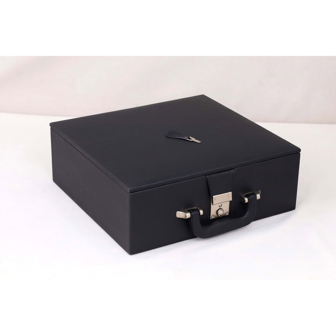 3.3" Spiraled Steed Luxury Chess Set - Ebony & Boxwood with Board and Leatherette Coffer Storage Box