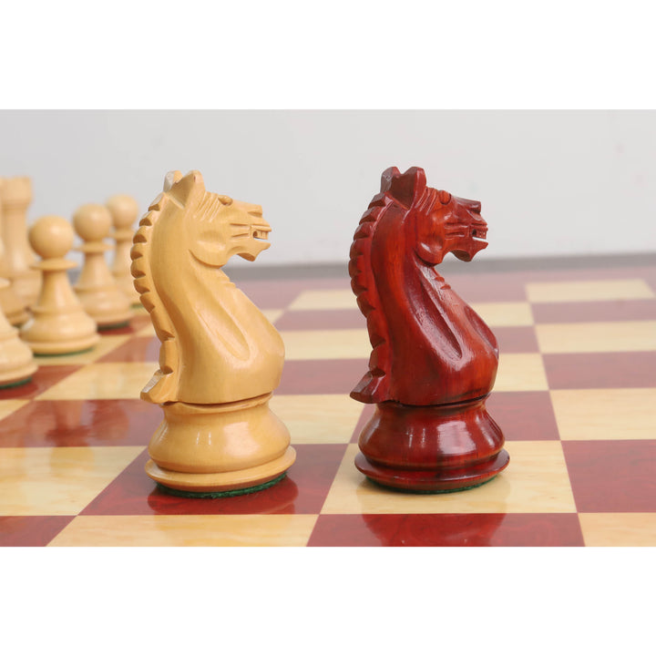 4" Fierce Knight Staunton Chess Set- Chess Pieces Only - Weighted Bud Rosewood