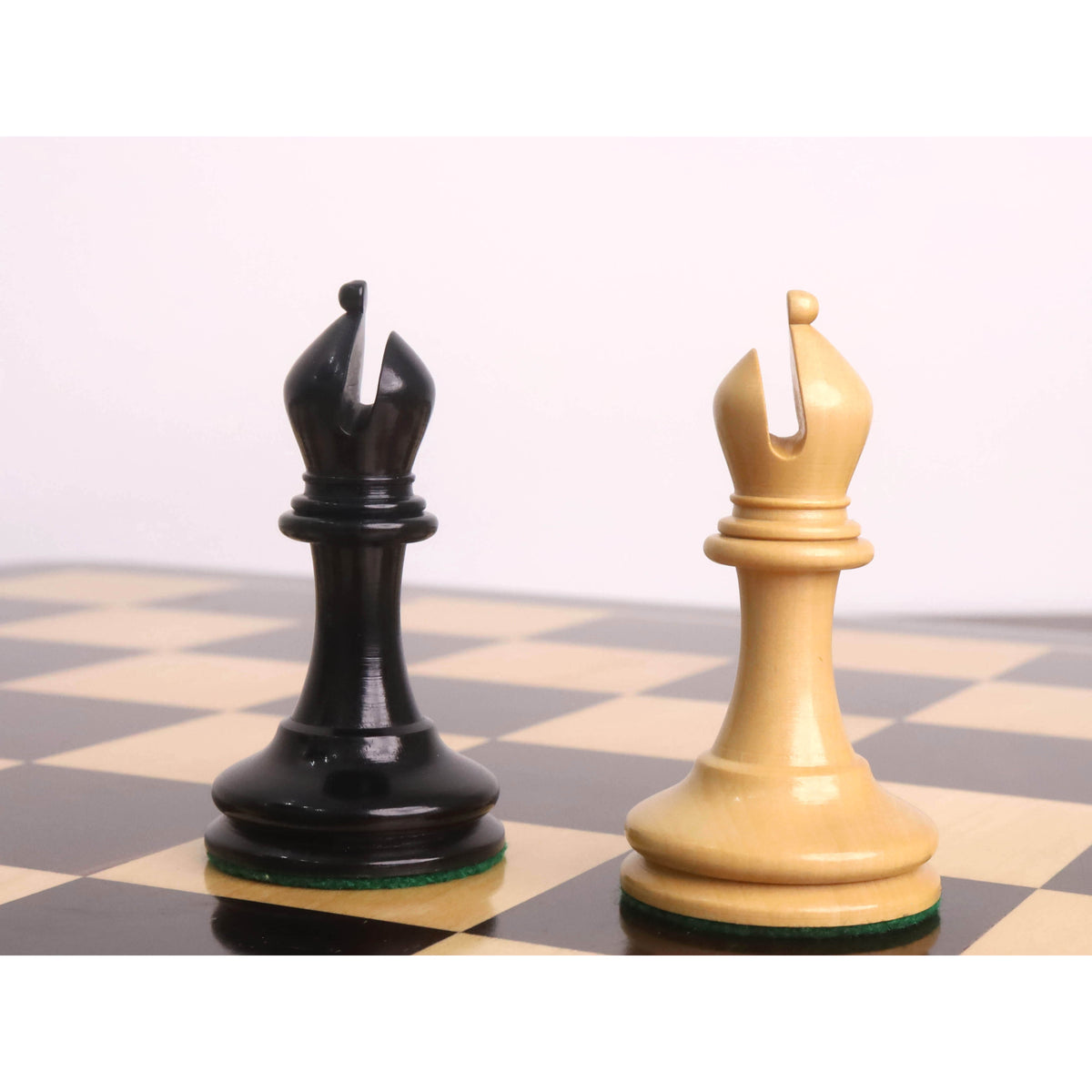Jeu d'échecs Staunton Anderssen Dropjaw de 1856 environ, légèrement imparfait, 3,5 pouces - Pièces d'échecs uniquement - Ébène et buis
