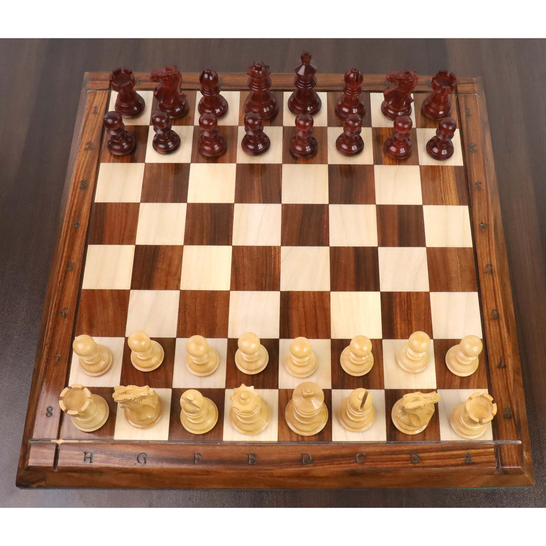 Set di scacchi di lusso Pro Staunton leggermente imperfetto da 3,1" - Solo pezzi di scacchi - Legno di rosa di Bud a triplo peso