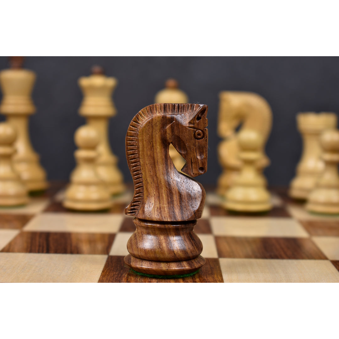 Slightly Imperfect 3.9" Russian Zagreb Chess Set- Chess Pieces Only - Weighted Golden Rosewood - Extra queens