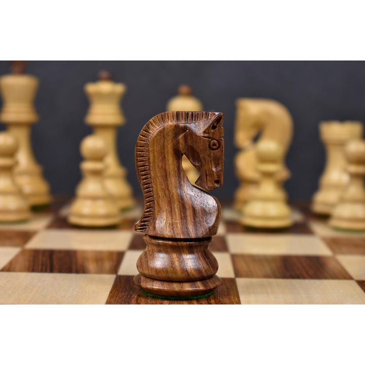 Slightly Imperfect 3.9" Russian Zagreb Chess Set- Chess Pieces Only - Weighted Golden Rosewood - Extra queens
