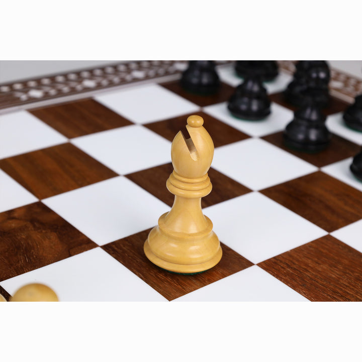 3.9" Craftsman Staunton Chess Set Inlaid Wooden Folding Chess board - 55mm Square