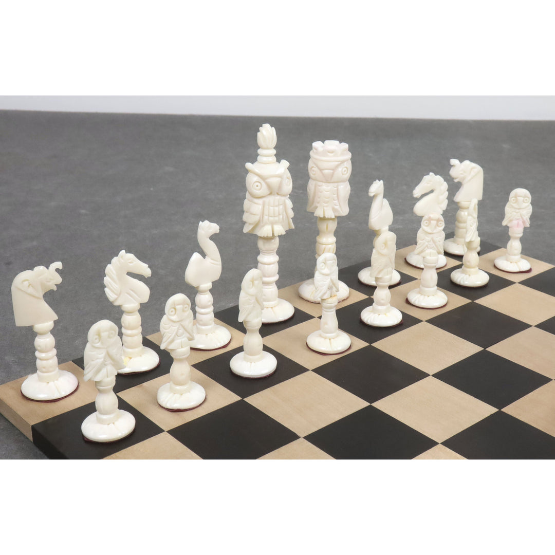 4" Animal Kingdom Series Chess Pieces Only Set - Distress Antiqued Camel Bone - Warehouse Clearance - USA Shipping Only
