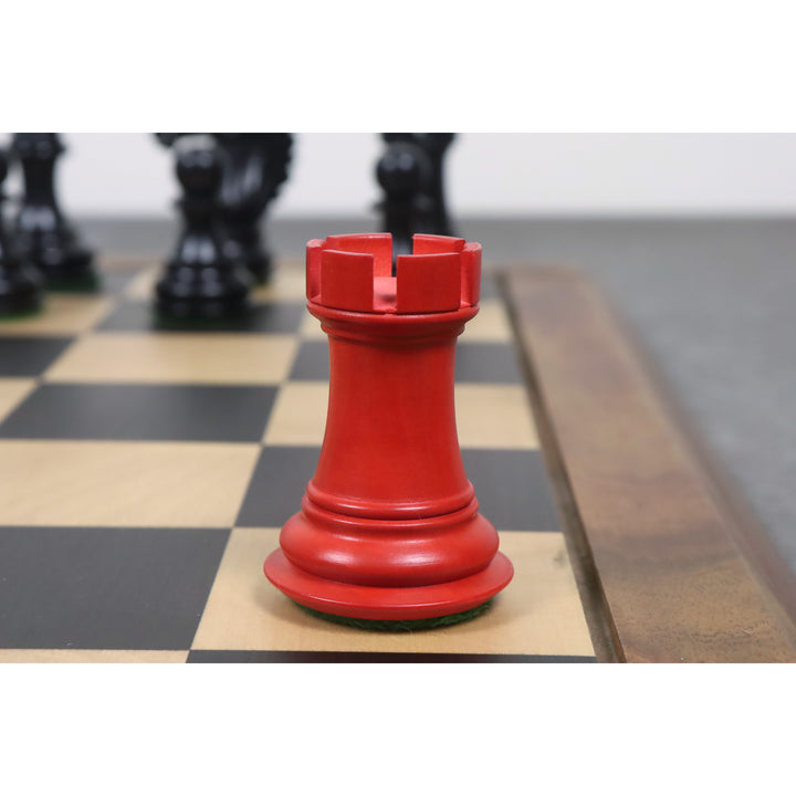 3.9" Alban Staunton Chess Set- Chess Pieces Only- Double Weighted Red & Black Dyed Wood - Warehouse Clearance - USA Shipping Only