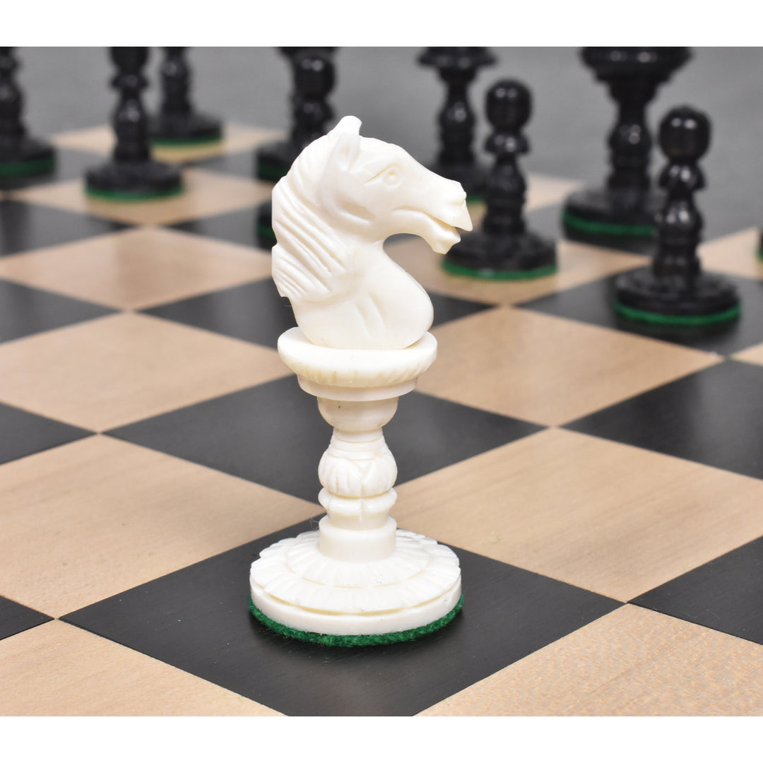 4.1" Lotus Series Hand Carved Chess Set- Chess Pieces Only - Camel Bone - Warehouse Clearance - USA Shipping Only