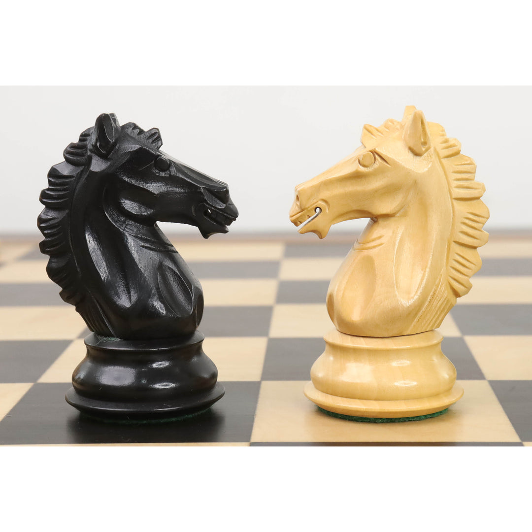 Slightly Imperfect 4" Alban Knight Staunton Chess Set - Chess Pieces Only - Weighted Ebonised Boxwood