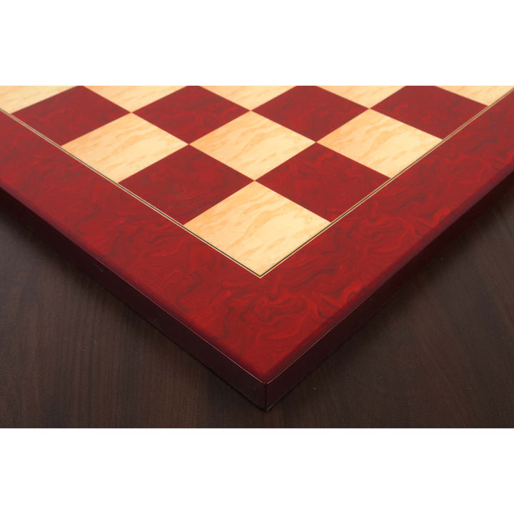 21" Rote Esche Wurzelholz & Wurzelholz Buchsbaum gedruckt Schachbrett - 55mm Quadrat - Glänzende Oberfläche