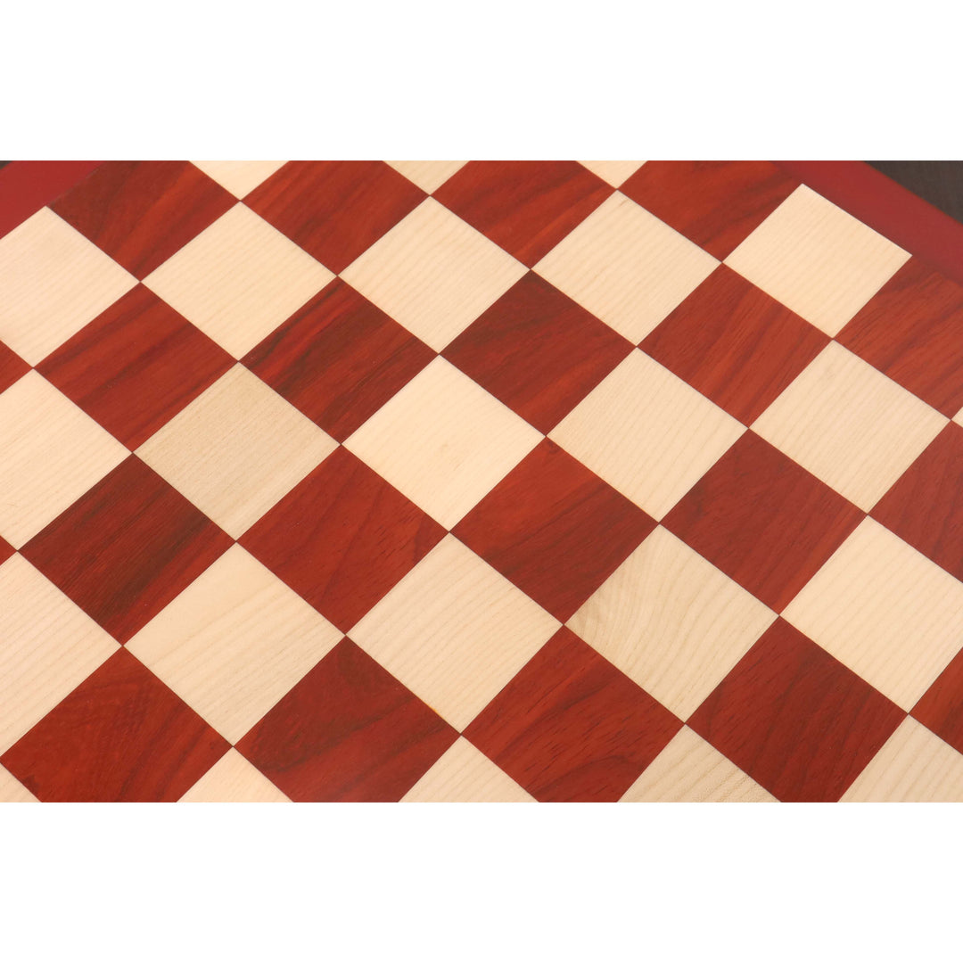 Échiquier de luxe en bois de palissandre et d'érable de 21" - carré de 55 mm - carreaux en relief