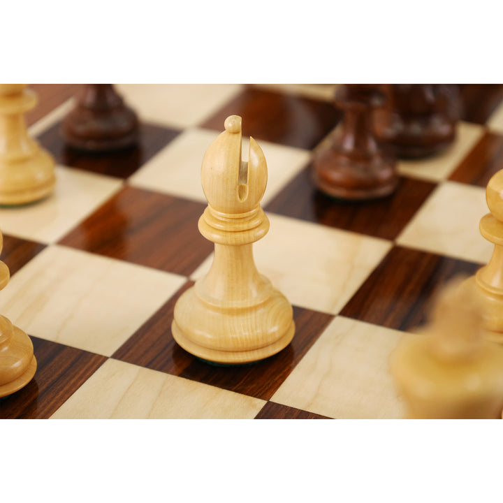 Combo of 22" Tournament Golden Rosewood Chess Table with 4.1" Pro Staunton Weighted Golden Rosewood Pieces with Storage Drawers