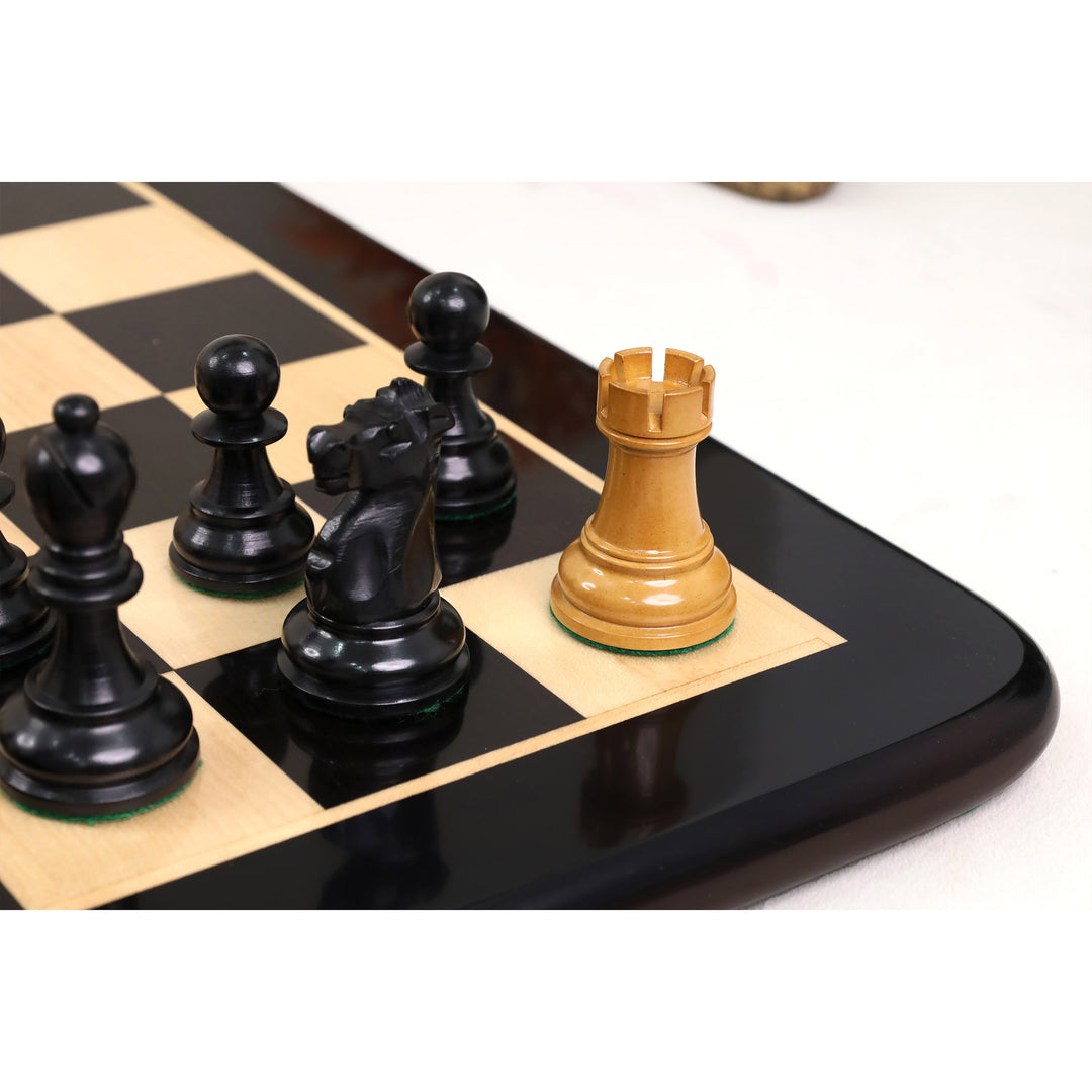 Slightly Imperfect 1972 Championship Fischer Spassky Chess Set- Chess Pieces Only - Lacquered Distress Antiqued Boxwood & Ebony