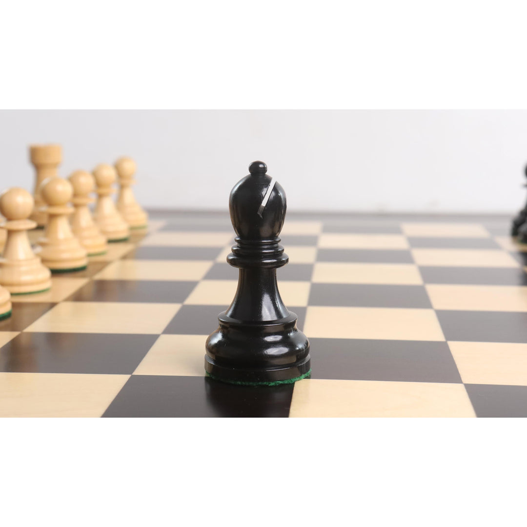 Slightly Imperfect 1972 Championship Fischer Spassky Chess Set - Chess Pieces Only - Double Weighted Ebony wood