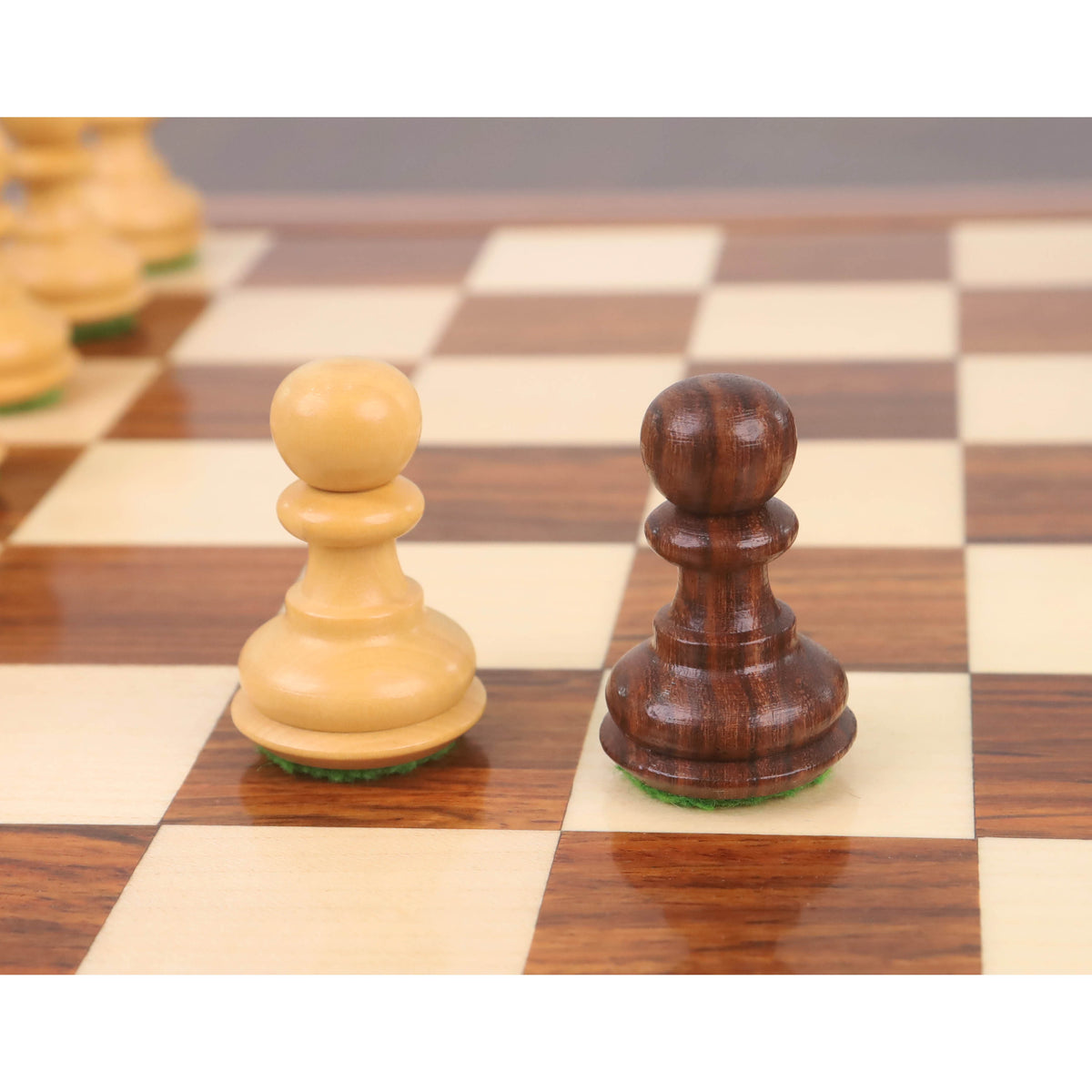 3.1" 俄罗斯萨格勒布国际象棋套装组合 - 金玫瑰木棋子配棋盘和棋盒