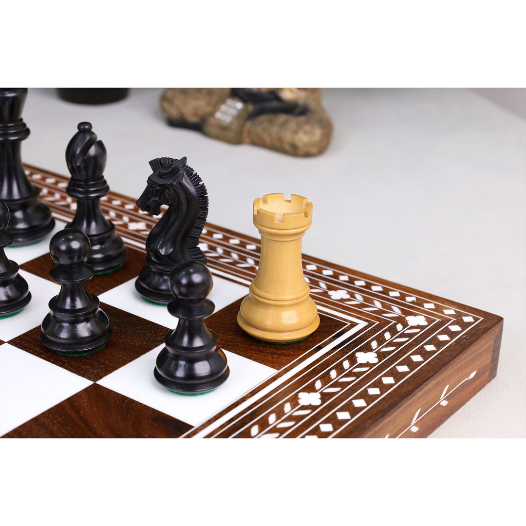3.9" Craftsman Staunton Chess Set Inlaid Wooden Folding Chess board - 55mm Square