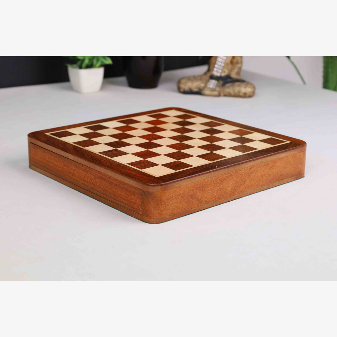 Large 10 inch Travel Chess set with Drawer - Magnetic Set - Golden Rose wood