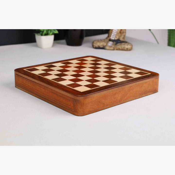 Large 10 inch Travel Chess set with Drawer - Magnetic Set - Golden Rose wood