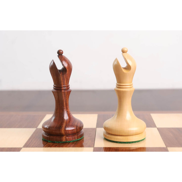 3.9" Zadar Series Modern Minimalist Combo Chess Set - Pieces in Golden Rosewood with Borderless Board and Box