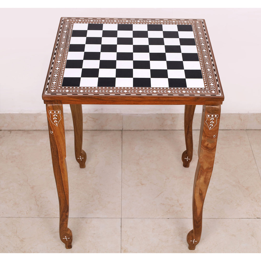 21" Players Wooden Chess Table – Golden Rosewood & Acrylic Ivory (27" Height)