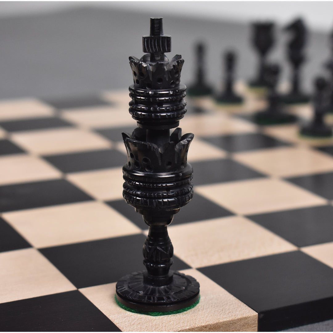 4.1" Lotus Series Hand Carved Chess Set- Chess Pieces Only - Camel Bone - Warehouse Clearance - USA Shipping Only