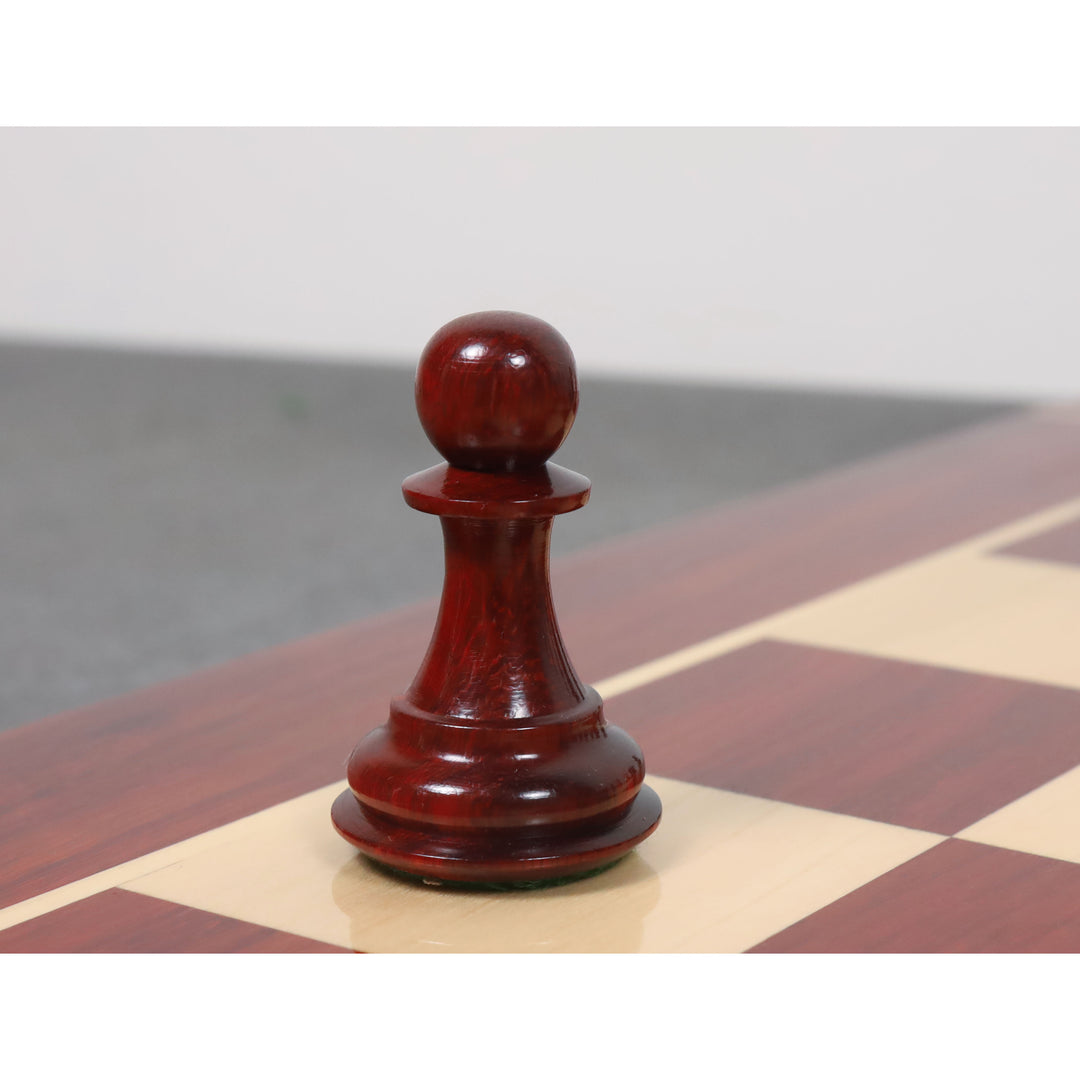 Jeu d'échecs américain de luxe 4.2 » légèrement imparfait - Pièces d'échecs uniquement - Bois de Budrose à triple lestage