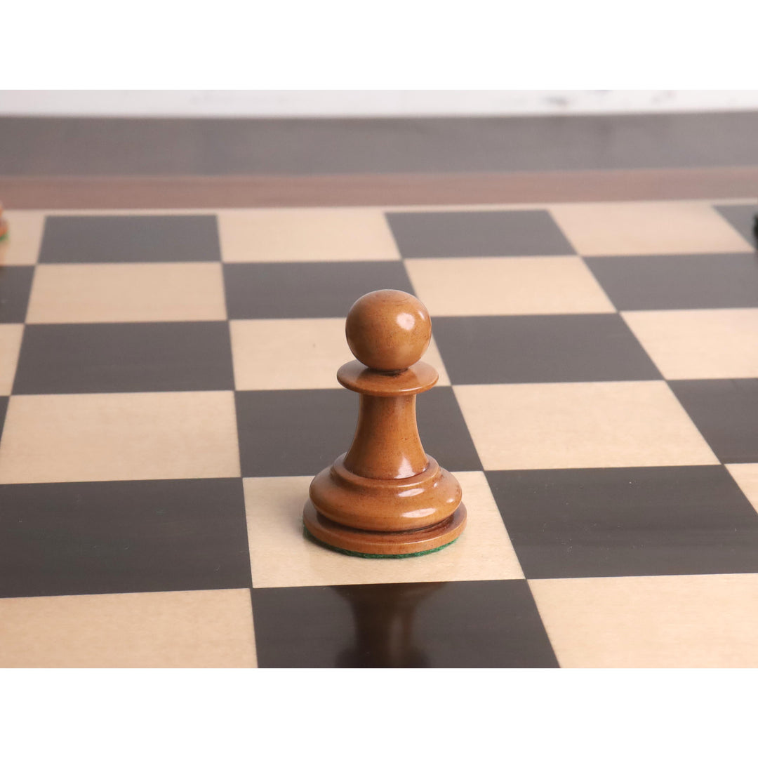 1849 Original Staunton-Schachspiel - Nur Schachfiguren - Lackiert Distress Antiqued Buchsbaum & Ebenholz - 4,5" König