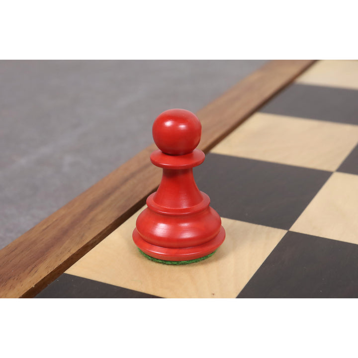 3.9" Alban Staunton Chess Set- Chess Pieces Only- Double Weighted Red & Black Dyed Wood - Warehouse Clearance - USA Shipping Only